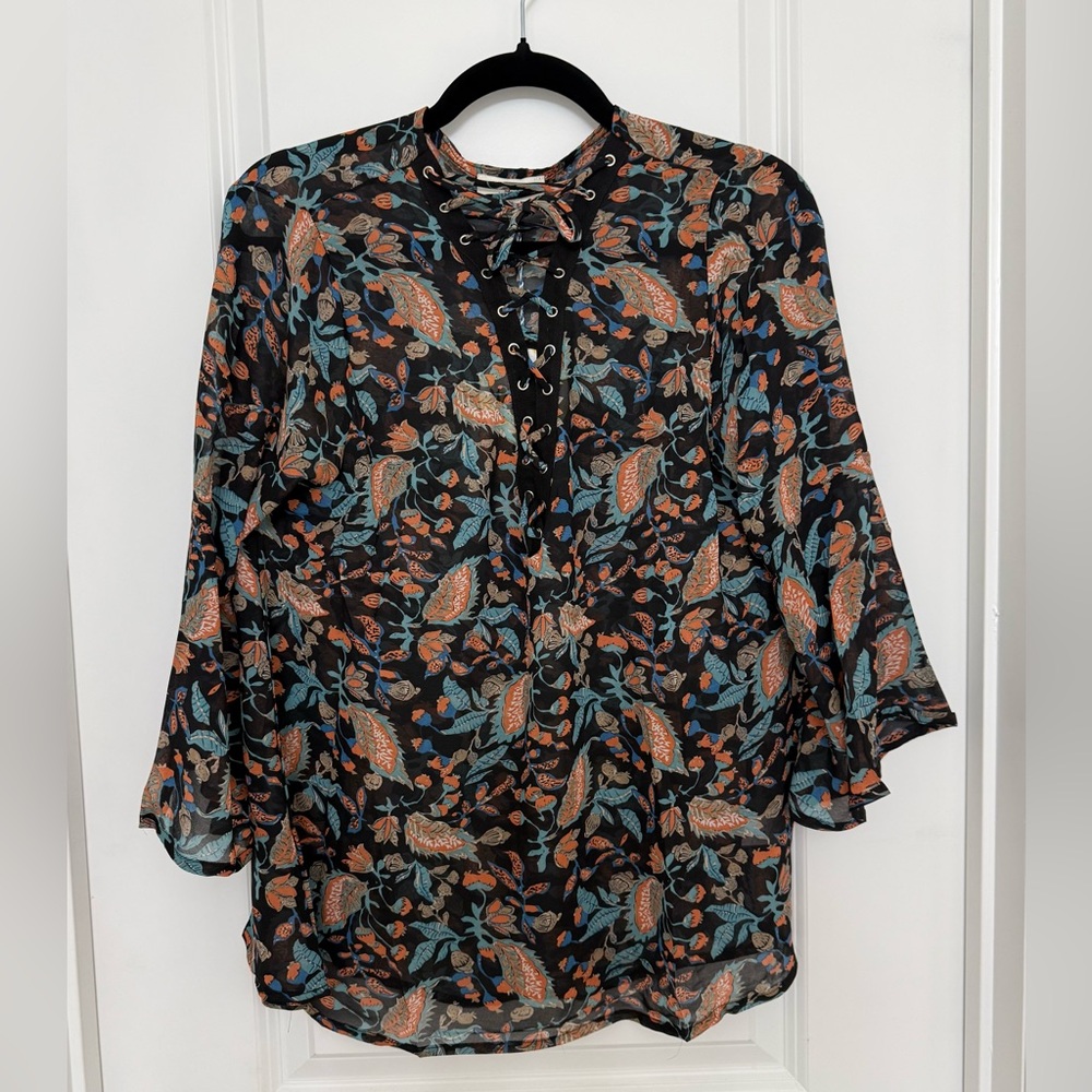 Hayden - Floral Black Sheer Women's Top